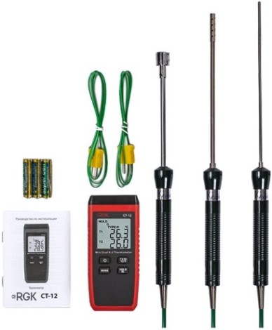 Измеритель температуры RGK CT-12 + TR10A + TR10S + TR10W с поверкой контактный [779784]