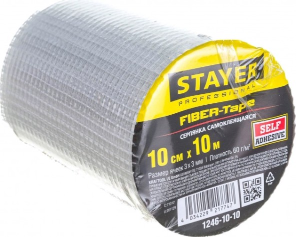 Клеящая лента STAYER FIBER-Tape серпянка 10см х 10м, professional [1246-10-10]