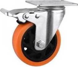Колесная опора большегрузная MFK-TORG Medium 4024100 PVC полиуретан, поворотное с тормозом 100 мм [4024100 PVC]