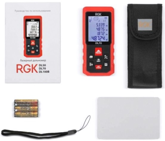 Лазерный дальномер RGK DL100 С ПОВЕРКОЙ с угломером [755719]