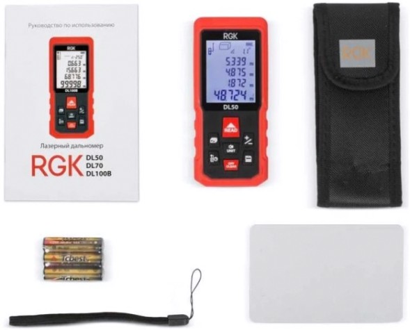 Лазерный дальномер RGK DL50 С ПОВЕРКОЙ с угломером [755696]