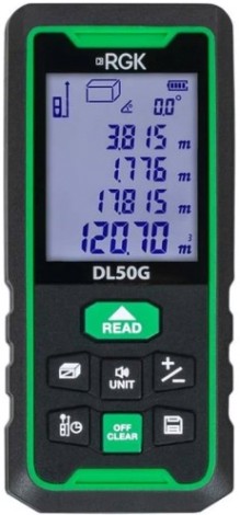 Лазерный дальномер RGK DL50G С ПОВЕРКОЙ зеленый луч с угломером [755726]