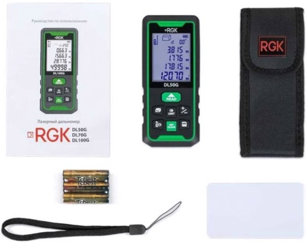 Лазерный дальномер RGK DL50G С ПОВЕРКОЙ зеленый луч с угломером [755726]