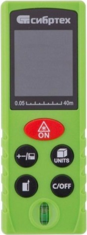 Лазерный дальномер СИБРТЕХ PM-40 40м с пузырьковым уровнем [38010]