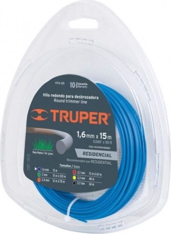 Леска триммерная TRUPER HTA-65 диаметр 1,6 мм, длина 15 м, круглое сечение [17605]