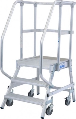 Лестница с платформой KRAUSE STABILO 3 ступени, передвижная, ограждение 1.0 м [820136]