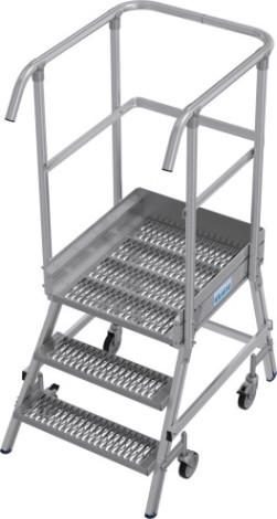 Лестница с платформой KRAUSE STABILO R13 3 перфорированных ступени, передвижная [821379]