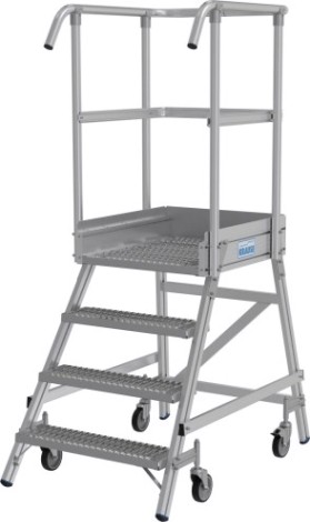 Лестница с платформой KRAUSE STABILO R13 4 перфорированных ступени, передвижная [821386]