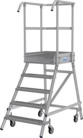 Лестница с платформой KRAUSE STABILO R13 5 перфорированных ступеней, передвижная [821393]