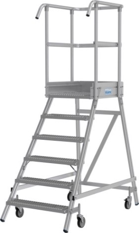 Лестница с платформой KRAUSE STABILO R13 6 перфорированных ступеней, передвижная [821409]