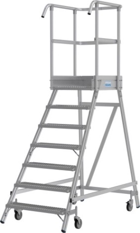 Лестница с платформой KRAUSE STABILO R13 7 перфорированных ступеней, передвижная [821416]
