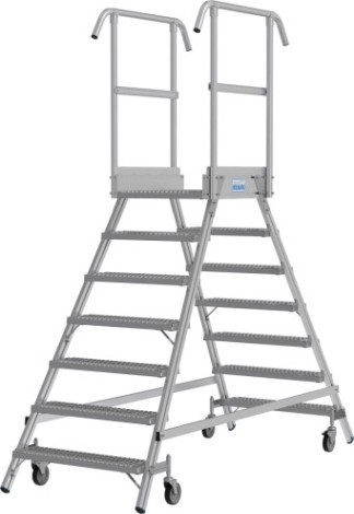 Лестница с платформой KRAUSE STABILO R13 7 перфорированных ступеней, передвижная, двухсторонняя [821478]