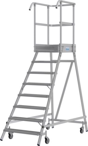 Лестница с платформой KRAUSE STABILO R13 8 перфорированных ступеней, передвижная [821423]