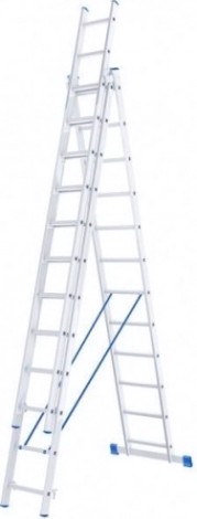 Лестница-стремянка трехсекционная СИБРТЕХ 3х12 ступеней алюминиевая [97822]