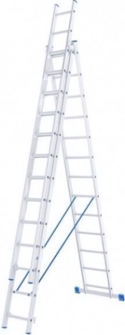 Лестница-стремянка трехсекционная СИБРТЕХ 3х13 ступеней алюминиевая [97823]