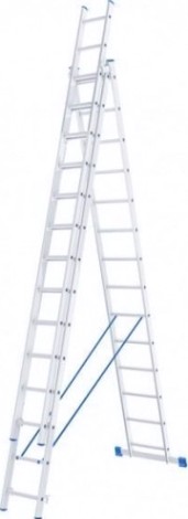 Лестница-стремянка трехсекционная СИБРТЕХ 3х14 ступеней алюминиевая [97824]
