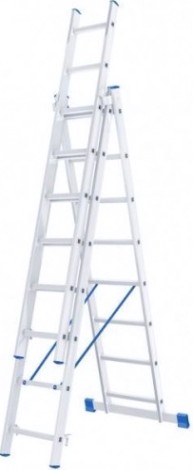 Лестница-стремянка трехсекционная СИБРТЕХ 3х8 ступеней алюминиевая [97818]