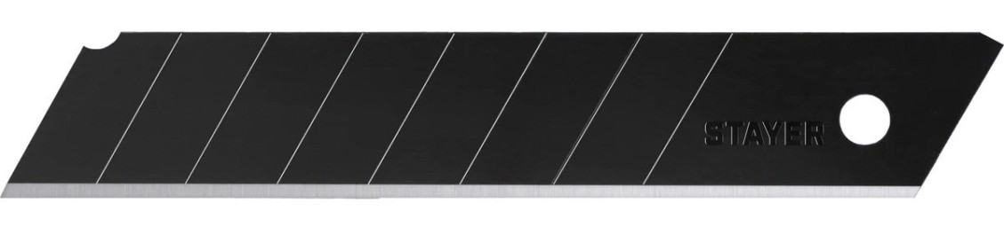 Лезвия для ножа STAYER 0920-S10 сегментированные,черные,особоострые,18 мм, 10 шт.