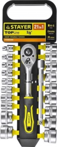 Набор головок 3/8" STAYER RSS 21M 21 предметов 27752-H21 [27752-H21]