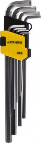 Набор ключей шестигранных STAYER HEX 1,5-10 "master" длинные, cr-v, 9 пр. [2741-H9]