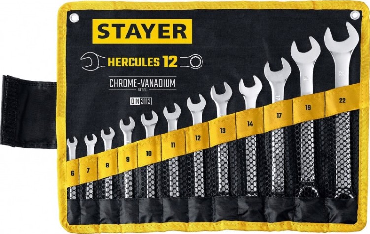 Набор комбинированных гаечных ключей STAYER HERCULES 6-22 мм, 12 предметов 27081-H12_z01 [27081-H12_z01]