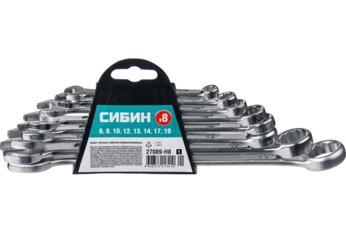 Набор комбинированных ключей Сибин 27089-H8_z01 8 шт, 6-19 мм