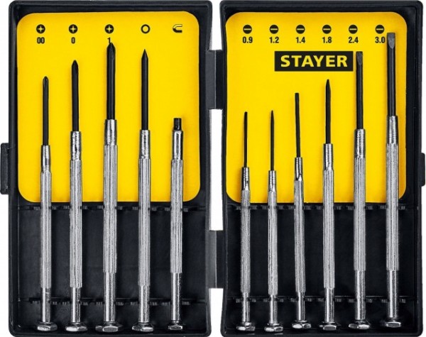 Набор отверток часовые для особоточных работ STAYER MASTER 11 предметов, 2560-H11_z02 [2560-H11_z02]