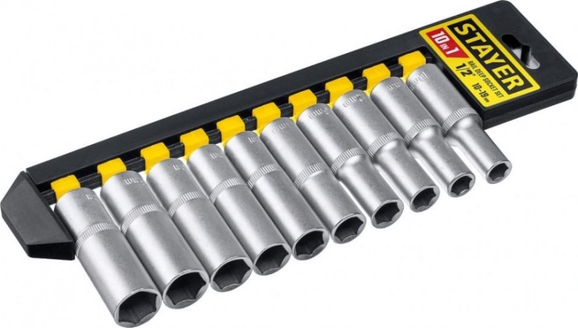 Набор торцевых головок STAYER RSS 10LD 1/2", 10 предметов [27756-H10]