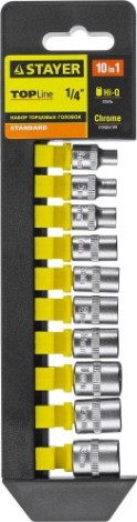 Набор торцевых головок STAYER RSS 10SD 1/4", 10 предметов [27759-H10]