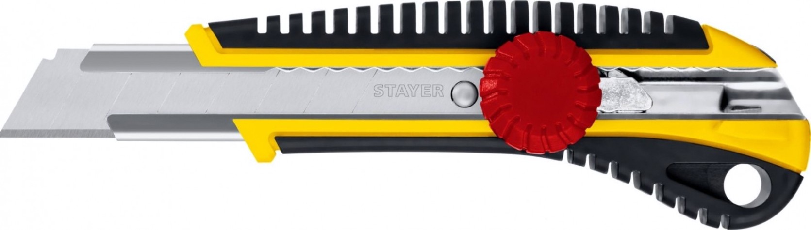 Нож для строительных работ STAYER KS-18 с винтовым фиксатором сегмент. лезвия 18 мм, [09161_z01]