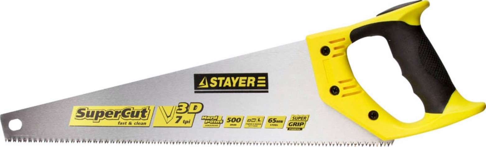 Ножовка по дереву STAYER Cobra 3D универсальная (пила) 500мм, 7tpi, 3d зуб, точн.рез [1512-50_z01]