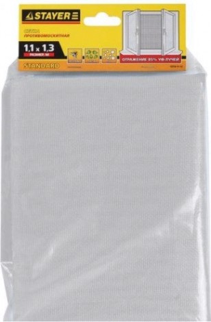 Противомоскитная сетка STAYER STANDARD для окон, стекловолокно+ПВХ белая 12515-11-13 [12515-11-13]