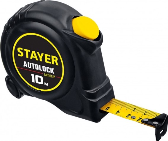 Рулетка STAYER АutoLock 10 / 25мм с автостопом [2-34126-10-25]