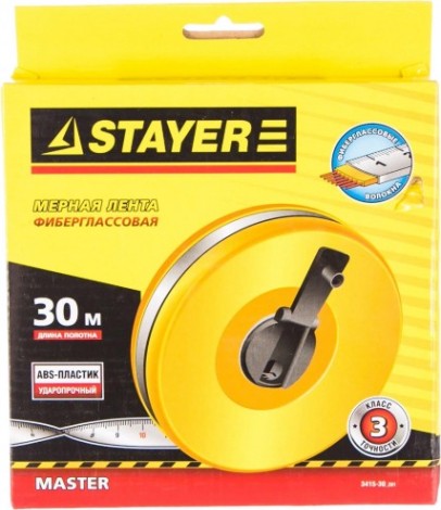 Рулетка STAYER F-30 мерная лента "master" фиберглассовое двустороннее [3415-30_z01]