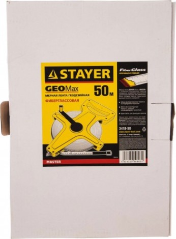 Рулетка STAYER GEOMax мерная лента "master" фиберглассовое полотно, 50м [3418-50]
