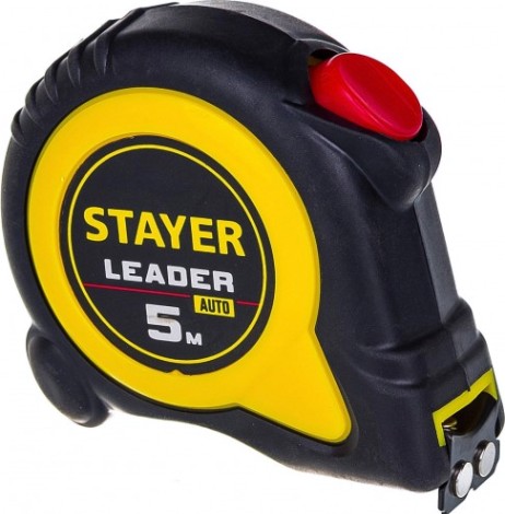 Рулетка STAYER LEADER 5м / 19мм с автостопом в ударостойком обрезиненном [3402-05-19_z02]