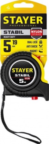 Рулетка STAYER STABIL 5м / 19мм профессиональная в ударостойком обрезине [34131-05_z02]
