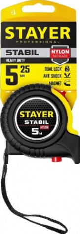 Рулетка STAYER STABIL 5м / 25мм профессиональная в ударостойком обрезине [34131-05-25_z02]