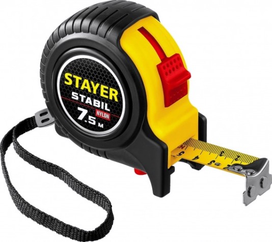 Рулетка STAYER STABIL 7,5м / 25мм профессиональная в ударостойком обрези [34131-075_z02]