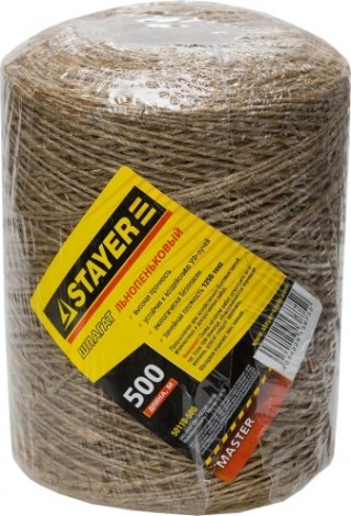 Шпагат льнопеньковый хозяйственно-бытовой STAYER MASTER d=1,4 мм, 500 м [50110-500]