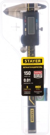 Штангенциркуль электронный STAYER PROFESSIONAL-150 Э нерж сталь, 150мм [34410-150]
