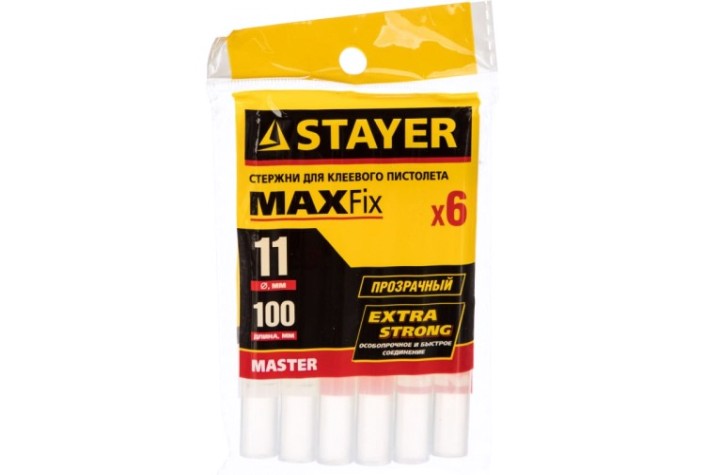 Стержень клеевой STAYER MASTER для (термоклеящих) пистолетов, 6шт, 11/100мм [0682-H6]