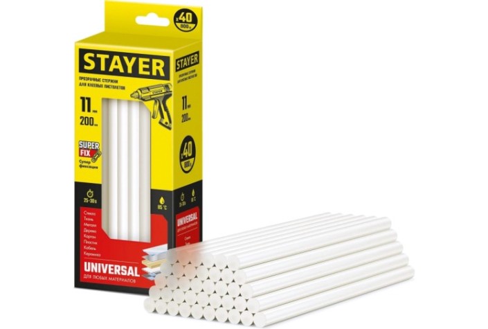 Стержень клеевой STAYER MASTER для (термоклеящих) пистолетов, прозрачные по стекл [2-06821-T-S40]