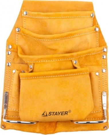 Сумка поясная для инструментов STAYER MASTER кожаная, 8 карманов, 2 скобы 38505 [38505]