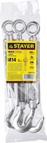 Талреп DIN 1480 крюк-кольцо оцинкованный STAYER MASTER м14, 3 шт, [30515-14]