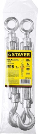 Талреп DIN 1480 крюк-кольцо оцинкованный STAYER MASTER м16, 2 шт, [30515-16]