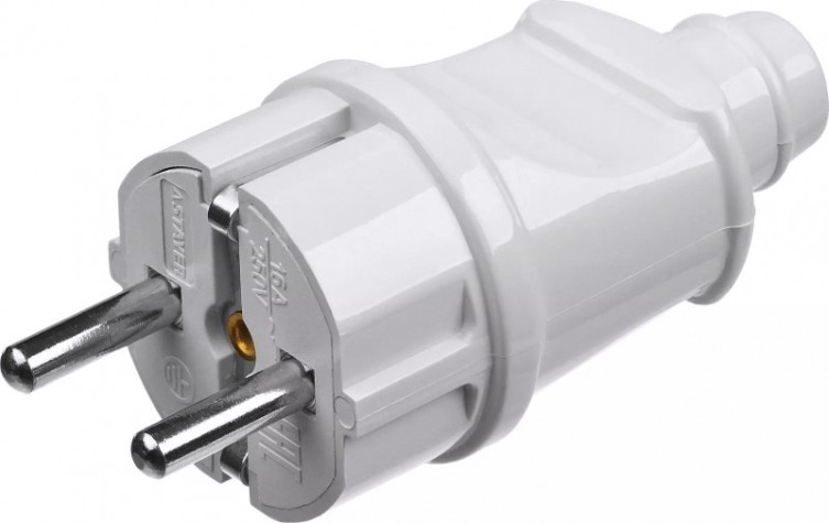 Вилка электрическая с заземлением STAYER MASTER 16а/220в, белая, прямая 55160-W [55160-W]