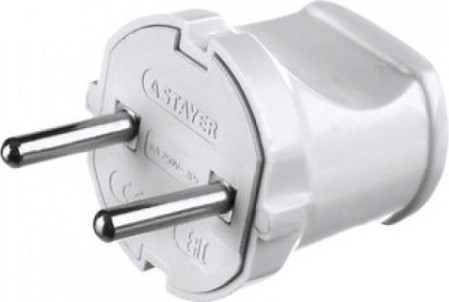 Вилка электрическая STAYER MASTER 6а/220в, белая, 55150-W [55150-W]