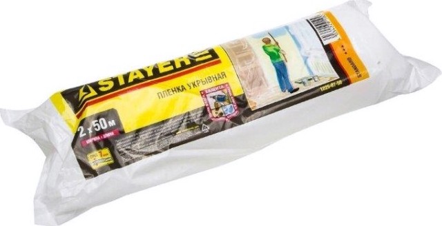 Защитная пленка STAYER STANDARD укрывочная, hdpe, в рулоне, 7 мкм, 2х50 м [1225-07-50]